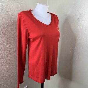 Lauren Ralph Lauren Red Long Sleeve Shirt Black Label Women’s Sz M Crown Logo